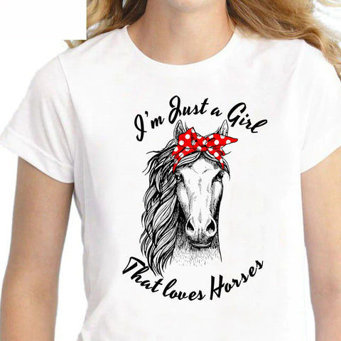 T-Shirt - impression cheval et ruban rouge