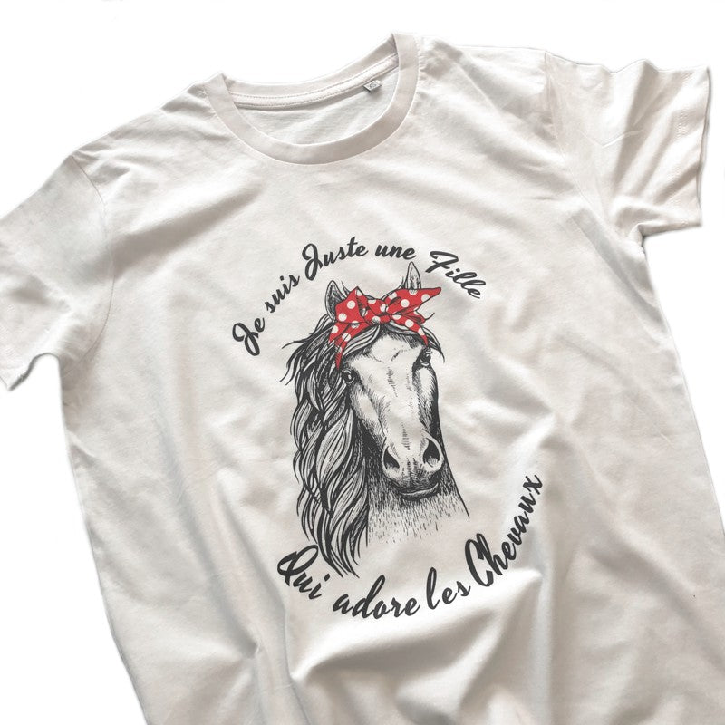 T-Shirt - impression cheval et ruban rouge – Chevaux Passion