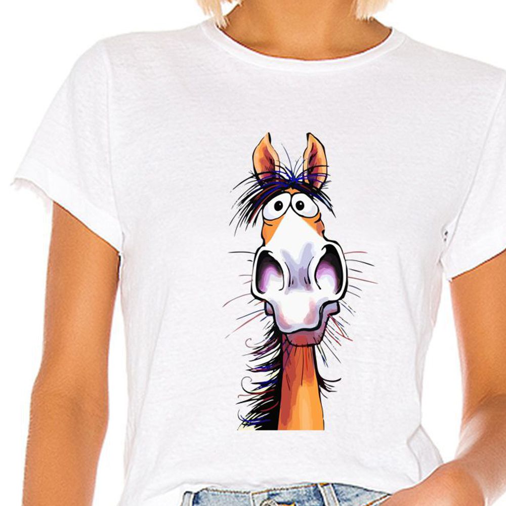 T-Shirt - imprimé cheval drôle dessin BD humour