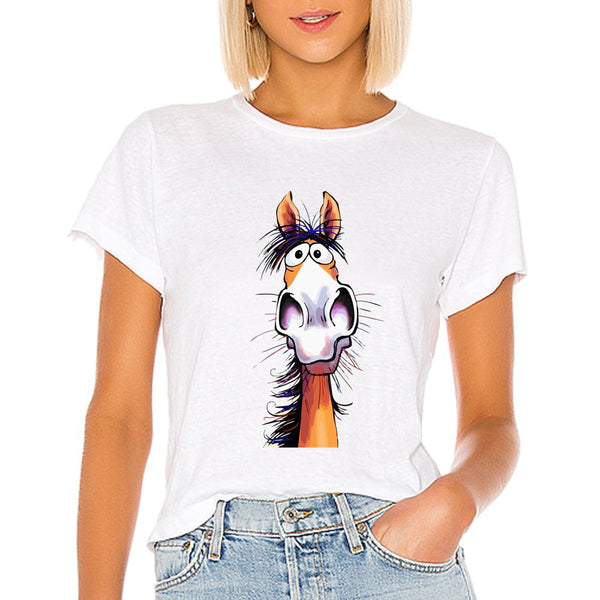 T-Shirt - imprimé cheval drôle dessin BD humour