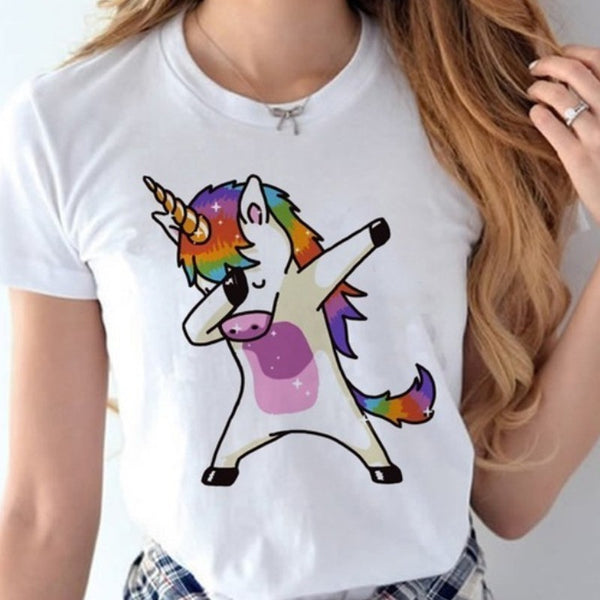 T-Shirt - Impression Cheval licorne humoristique Arc-en-ciel