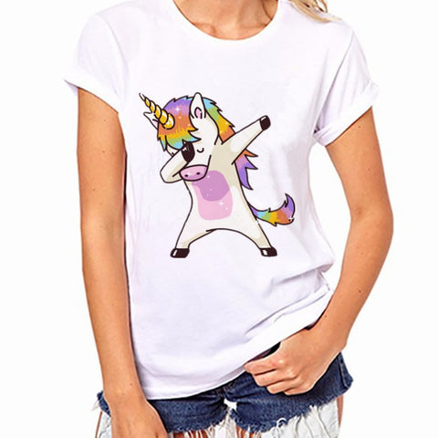 T-Shirt - Impression Cheval licorne humoristique Arc-en-ciel
