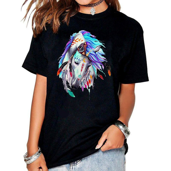 T-Shirt - Impression artistique cheval Apache
