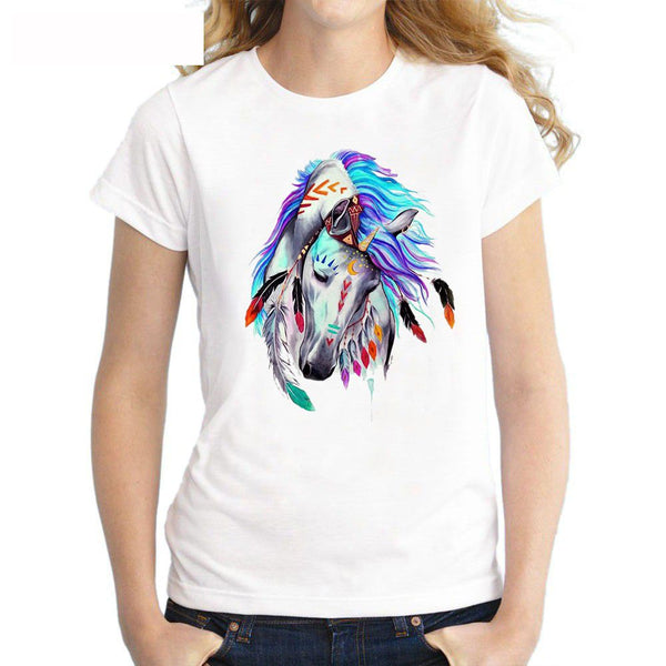 T-Shirt - Impression artistique cheval Apache