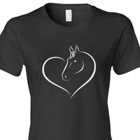 T-Shirt - Marquage Coeur cheval - Noir