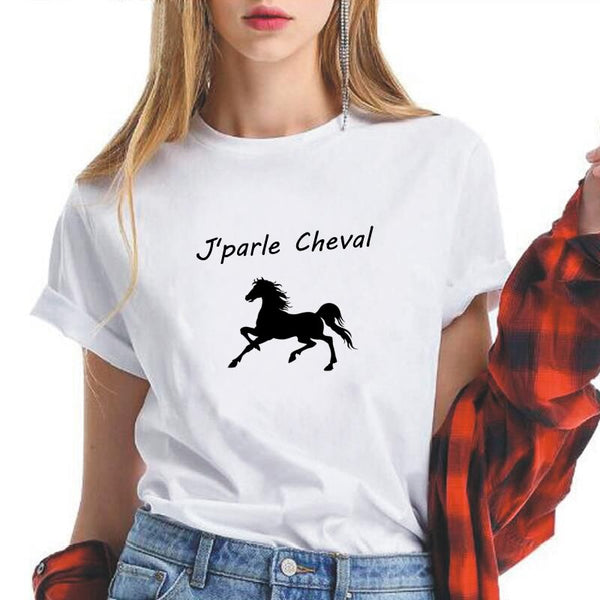 T-Shirt - Marquage humoristique J'parle cheval
