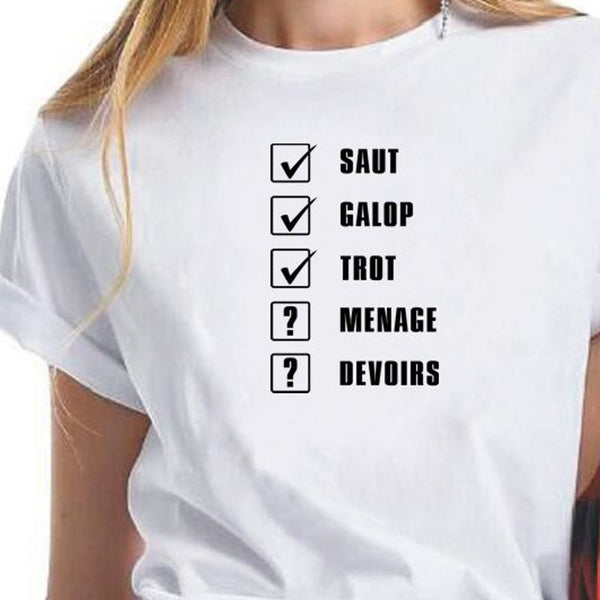 T-Shirt - Marquage humoristique Matières et ménage devoirs