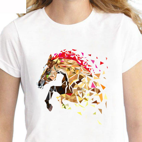 T-Shirt - impression cheval vitrail