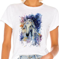 T-Shirt impression Cheval aquarelle