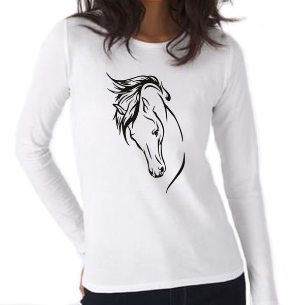 T-Shirt manches longues - Marquage Tete de cheval