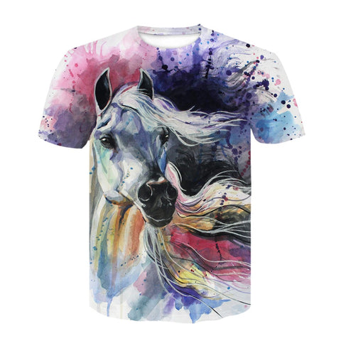 T-shirt - impression sublimation Cheval aquarelle 
