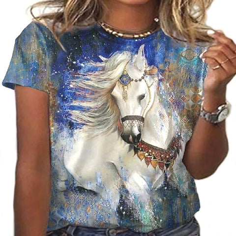 T-shirt - impression sublimation Cheval blanc et colliers