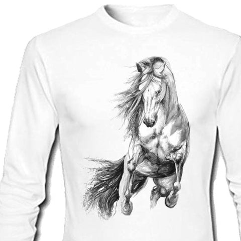 T-shirt manches longues - Impression Cheval artistique-6