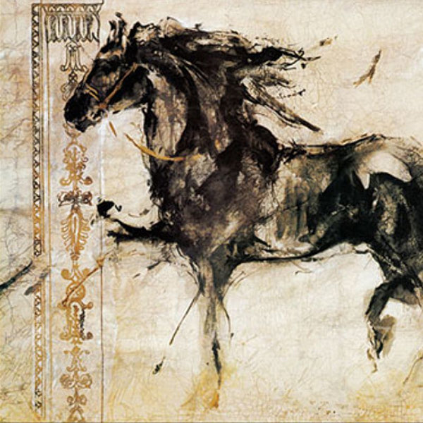 Tableau impression sur toile - Cheval noir inspiration Gréco-romaine