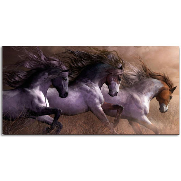 Tableau impression sur toile - trois chevaux au galop
