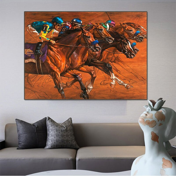 Tableau impression sur toile - Couse de chevaux