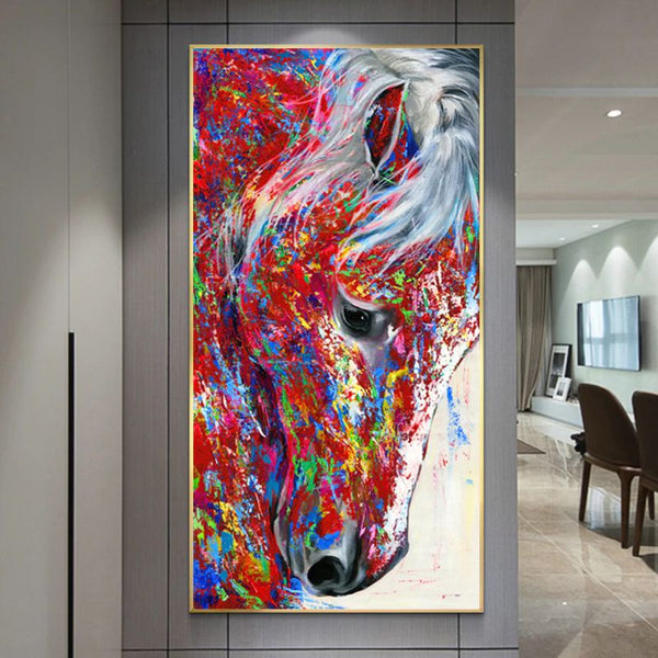 Tableau impression sur toile - Tête de cheval cheval crinière grise