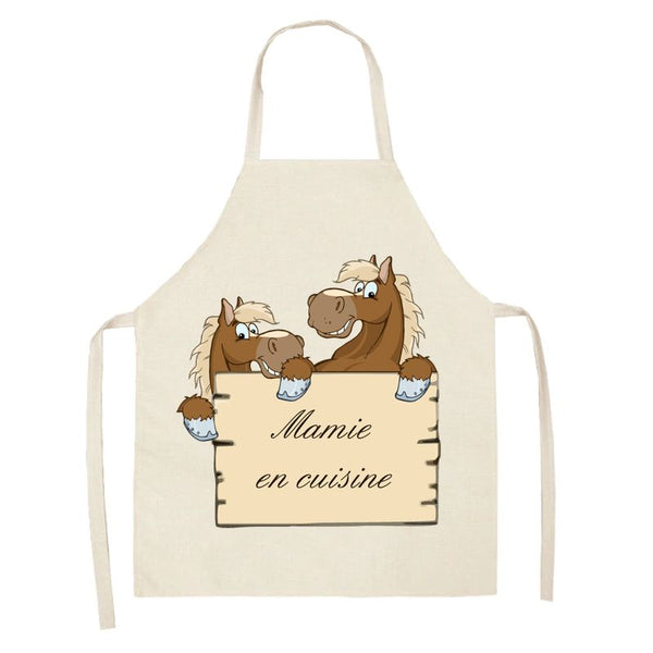 Tablier de cuisine imprimé Chevaux BD humour - Mamie en cuisine