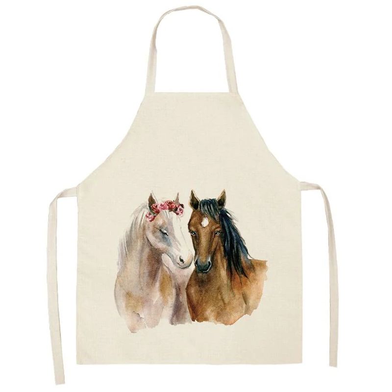 Tablier de cuisine imprimé Couple de chevaux amoureux