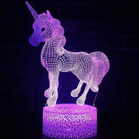 Veilleuse Cheval Licorne 3D Laser led multicolore Option télécommande