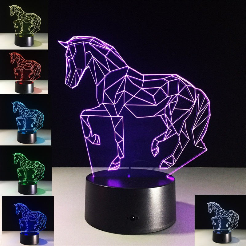 Lampe Cheval LED 3D crinière sauvage