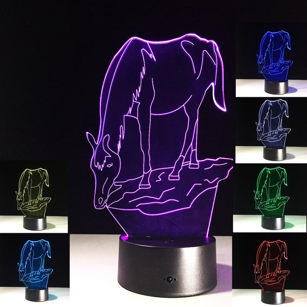 Veilleuse Cheval tranquille 3D multicolore