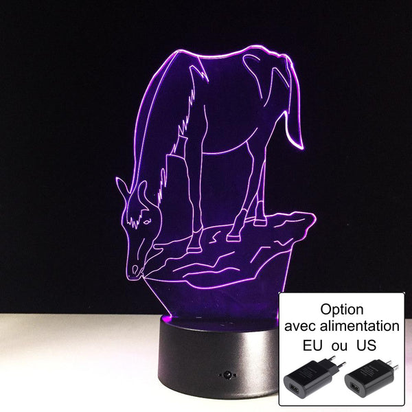 Veilleuse Cheval tranquille 3D Laser led multicolore Option télécommande