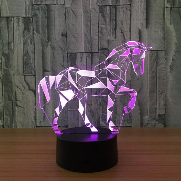Veilleuse Cheval vitrail 3D Laser Led Multicolore avec télécommande