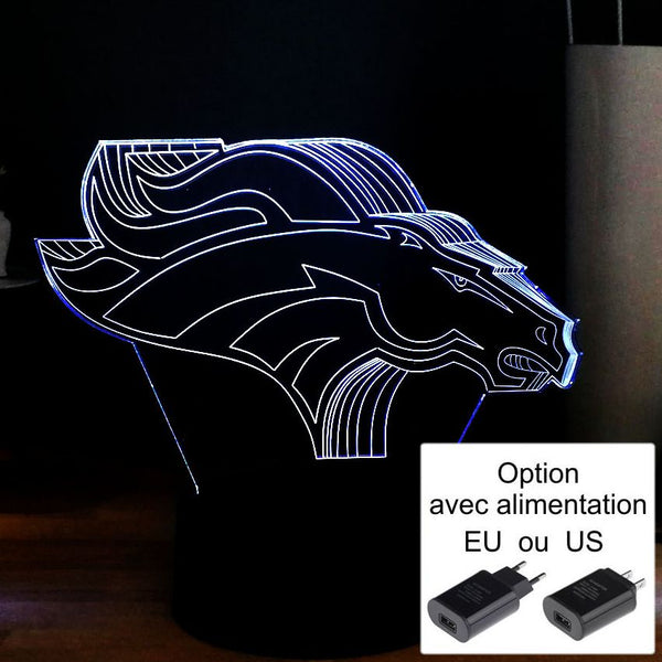 Veilleuse Tete de Cheval sport 3D Laser led multicolore Option télécommande